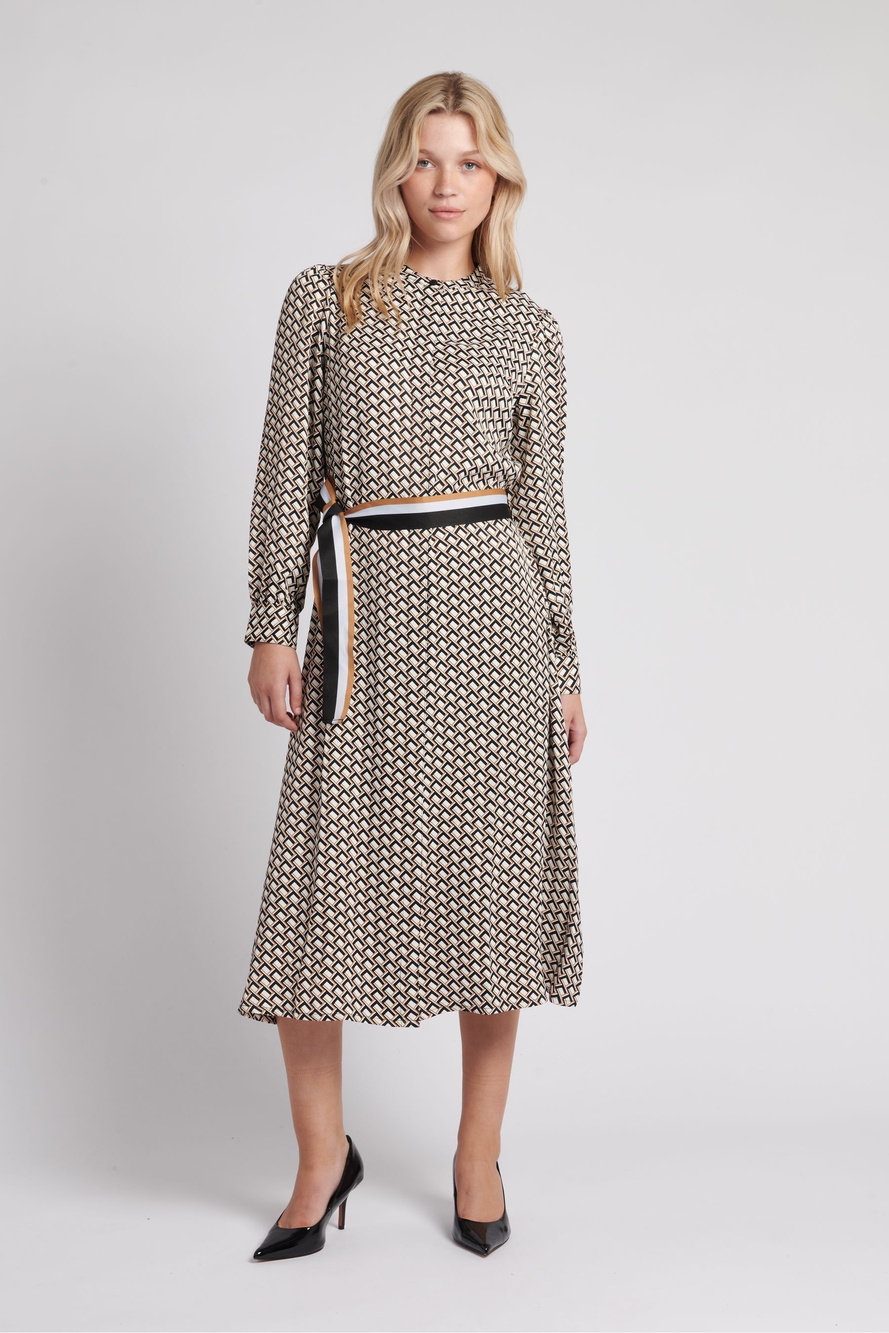 Buy U.S. Polo Assn. Brown Womens Striped Trim Print Midi Dress from the Next UK online shop