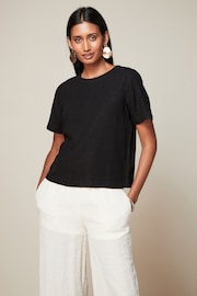 Black Summer T-Shirt With Linen - Image 1 of 6