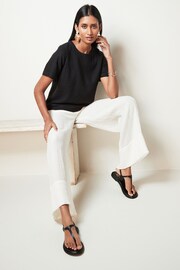 Black Summer T-Shirt With Linen - Image 2 of 6