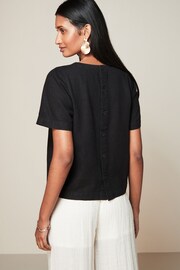 Black Summer T-Shirt With Linen - Image 3 of 6