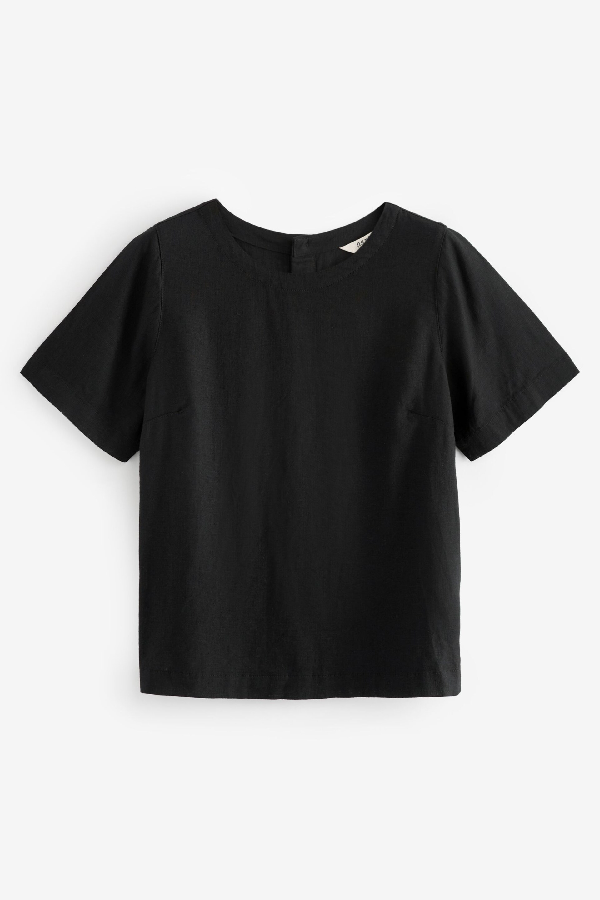 Black Summer T-Shirt With Linen - Image 5 of 6