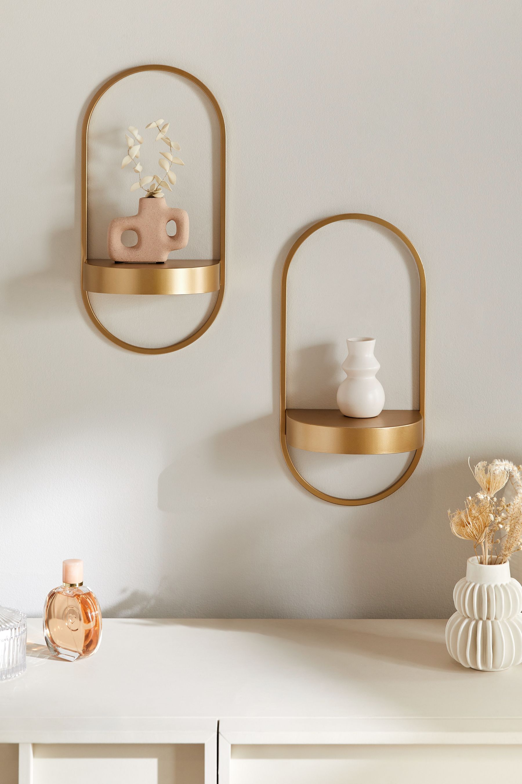 Buy Gold Bronx Set of 2 Display Shelves from the Next UK online shop