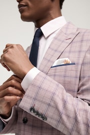 Pink Slim Fit Trimmed Check Suit Jacket - Image 5 of 12