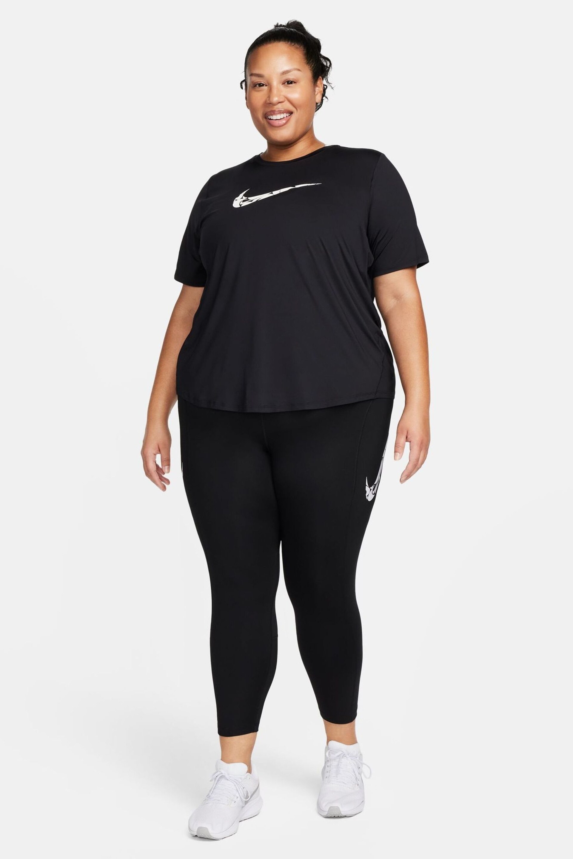 Nike Black Womens Dri-FIT Curve Short Sleeve Running Top - Image 3 of 4