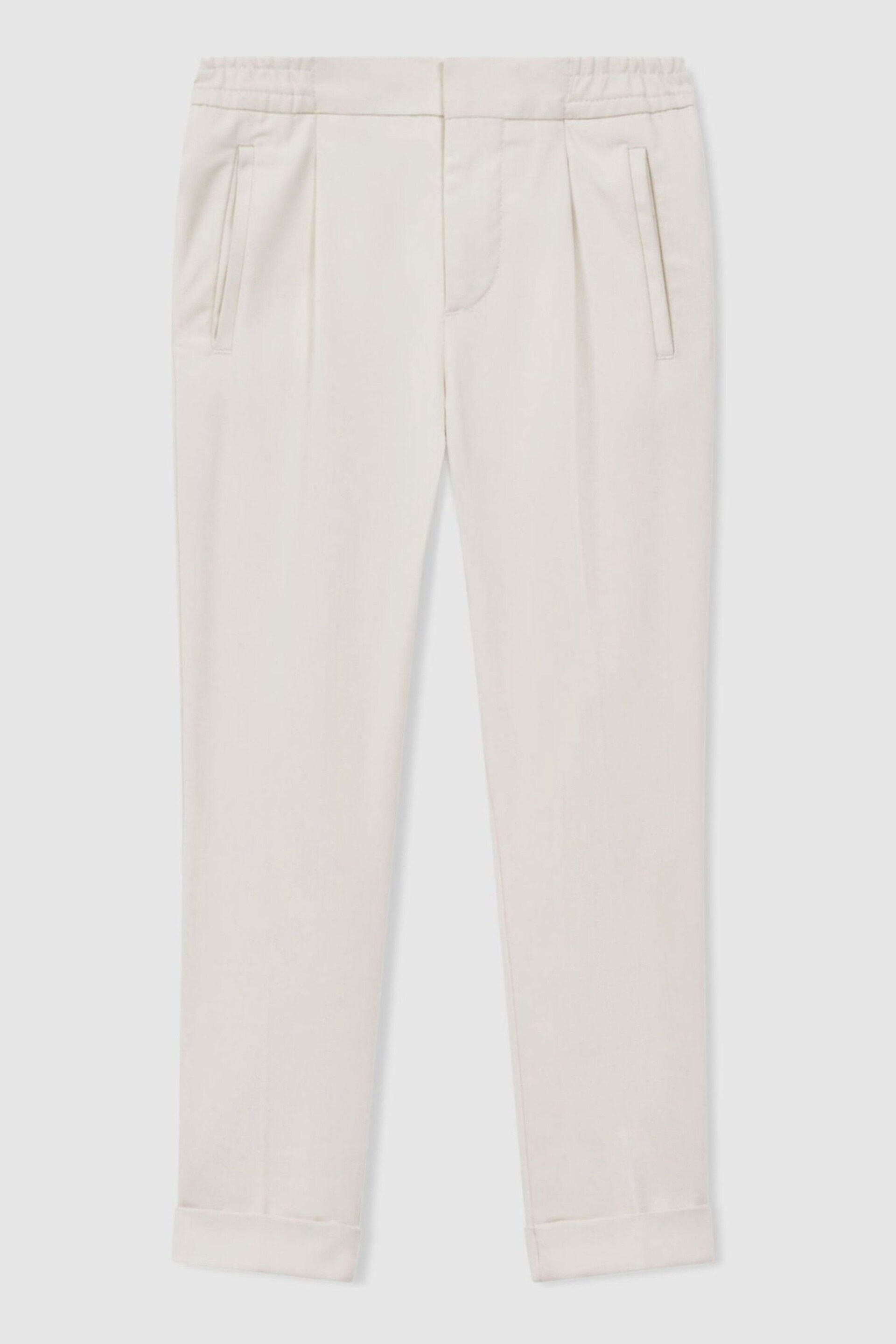 Reiss Ecru Brighton Teen Relaxed Elasticated Trousers with Turn-Ups - Image 1 of 5