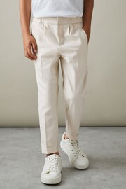 Reiss Ecru Brighton Teen Relaxed Elasticated Trousers with Turn-Ups - Image 3 of 5