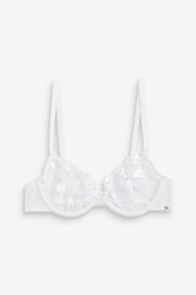 White Non Pad Plunge Floral Embroidered Bra - Image 7 of 8