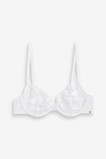 Buy White Non Pad Plunge Floral Embroidered Bra from the Next UK online shop