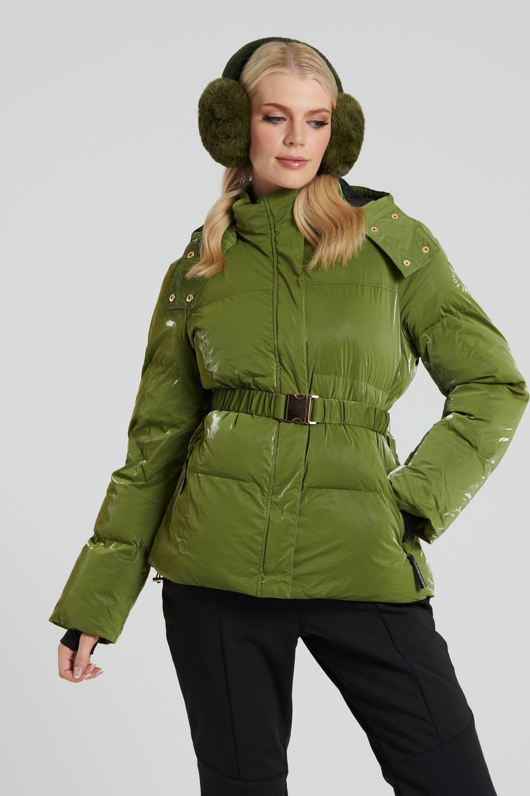 South Beach Green Shiny Ski Padded Jacket