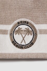 Reiss Taupe/Optic White Catch Junior Velour Drawstring Shorts - Image 4 of 4