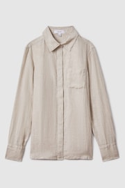 Reiss Neutral Belle Linen Button-Through Shirt - Image 2 of 5