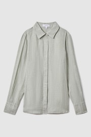 Reiss Sage Belle Linen Button-Through Shirt - Image 2 of 5