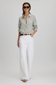 Reiss Sage Belle Linen Button-Through Shirt - Image 3 of 5