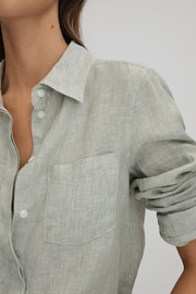 Reiss Sage Belle Linen Button-Through Shirt - Image 4 of 5