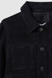 Reiss Navy Bas Teen Suede Front Pocket Jacket - Image 4 of 5