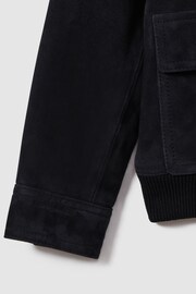 Reiss Navy Bas Teen Suede Front Pocket Jacket - Image 5 of 5