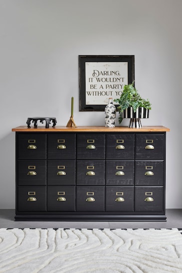 Rockett St George Black Apothecary Style Large Sideboard