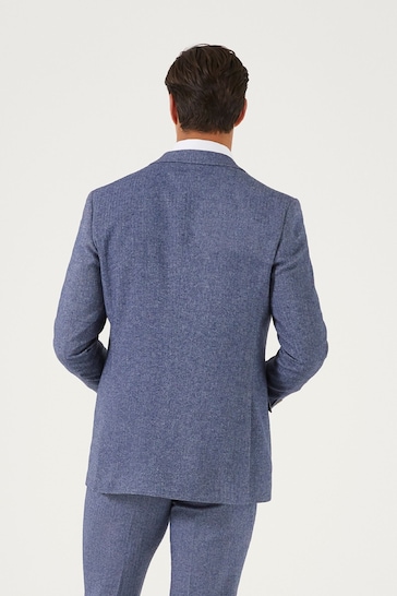 Skopes Jude Navy Blue Tweed Tailored Fit Suit Jacket