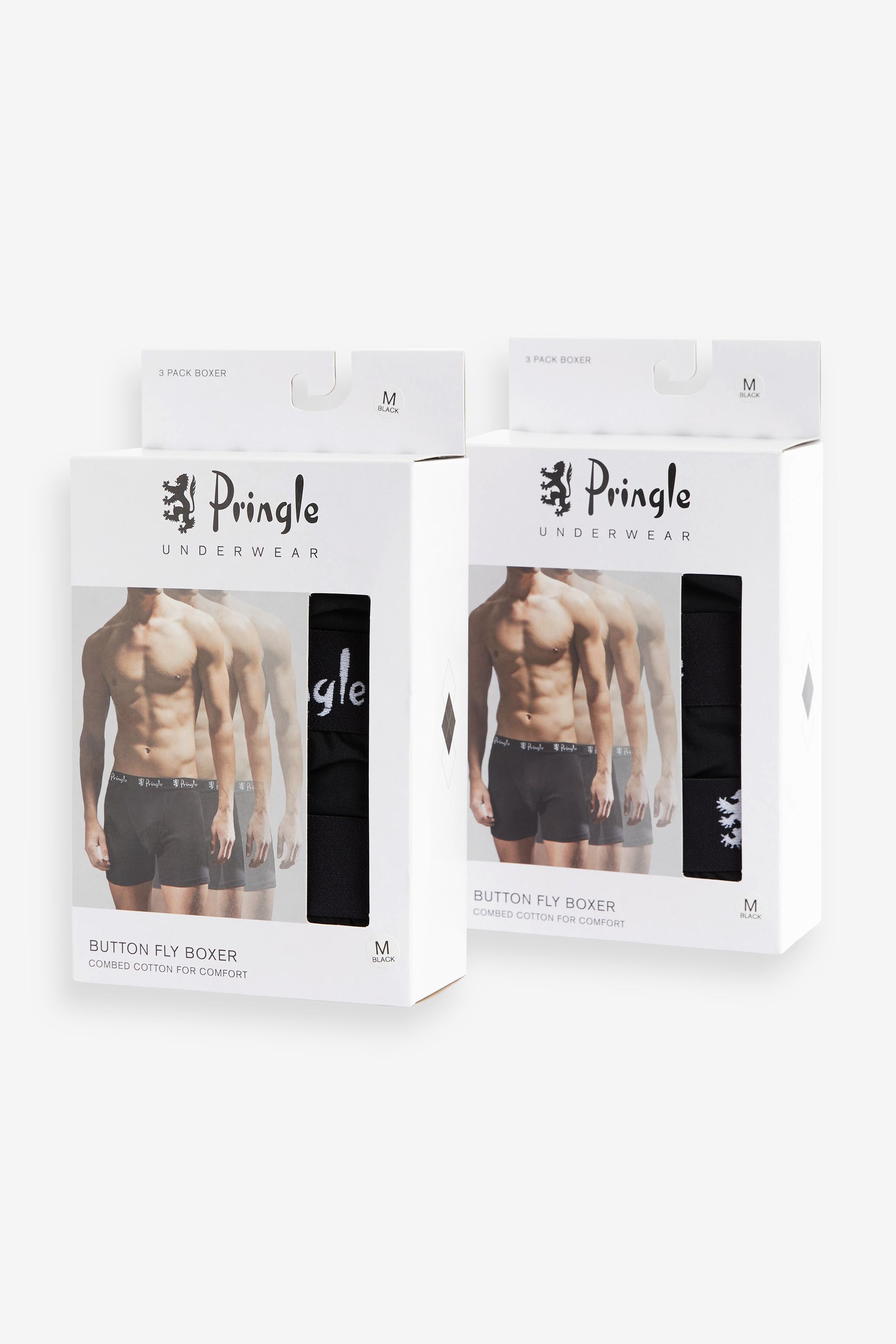 Buy Pringle Black Button Fly Multi Boxers Packs from the Next UK