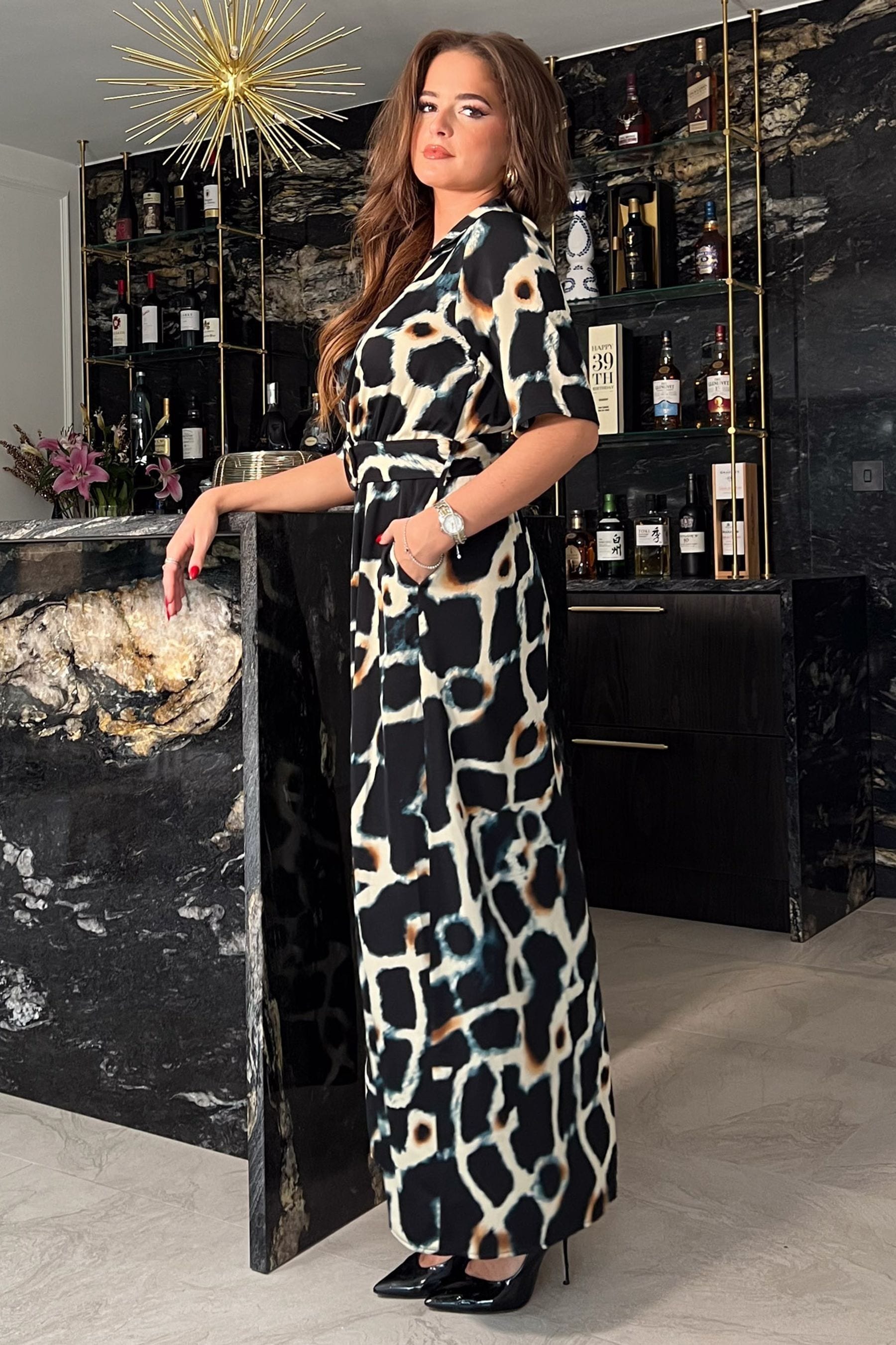 Glamour girl maxi dress in black top