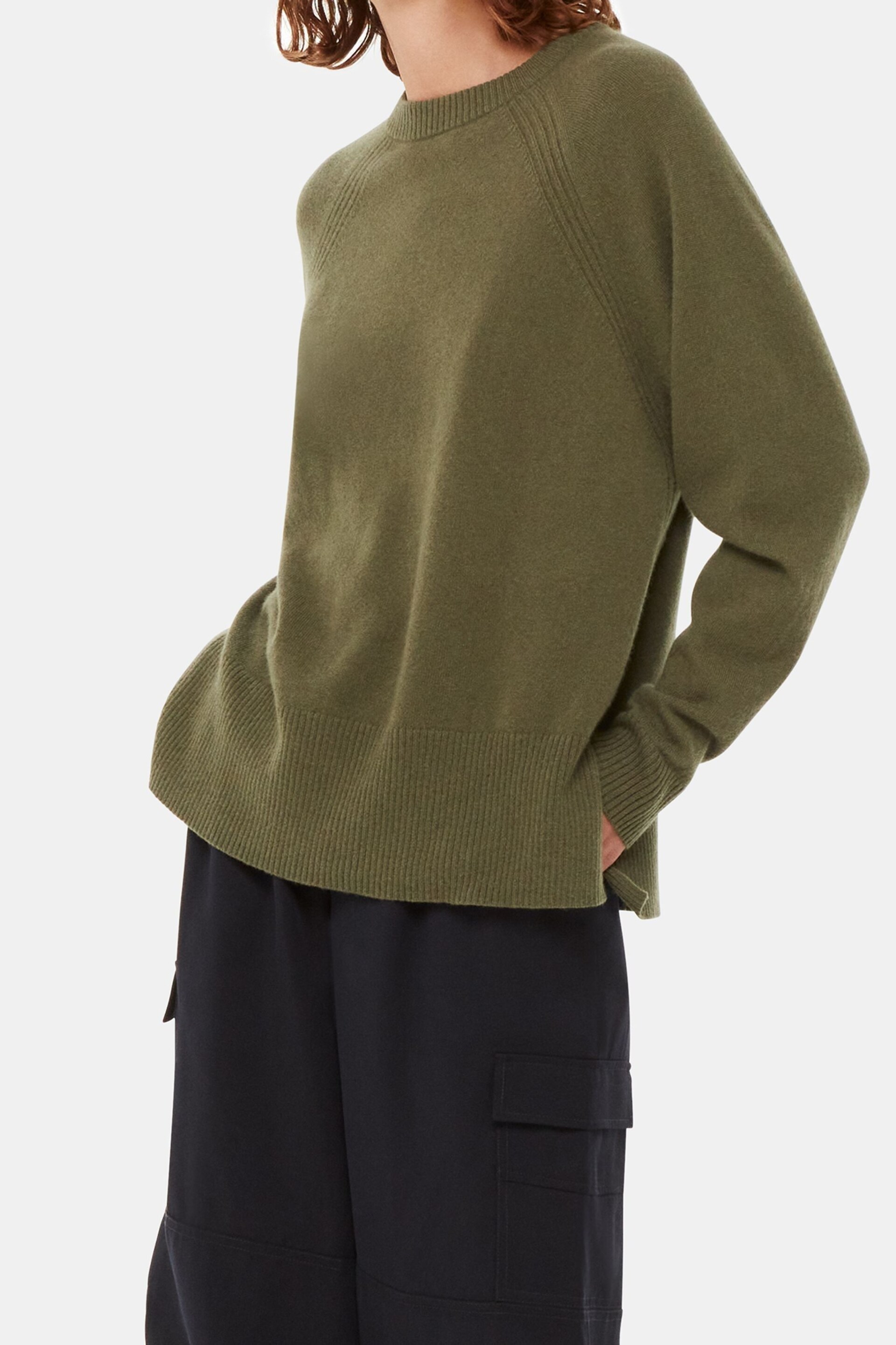 Whistles Green Ultimate Cashmere Crew Neck Jumper - Image 4 of 5