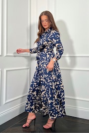 Girl In Mind Navy Spot Brielle Shirt Maxi Dress - Image 3 of 4