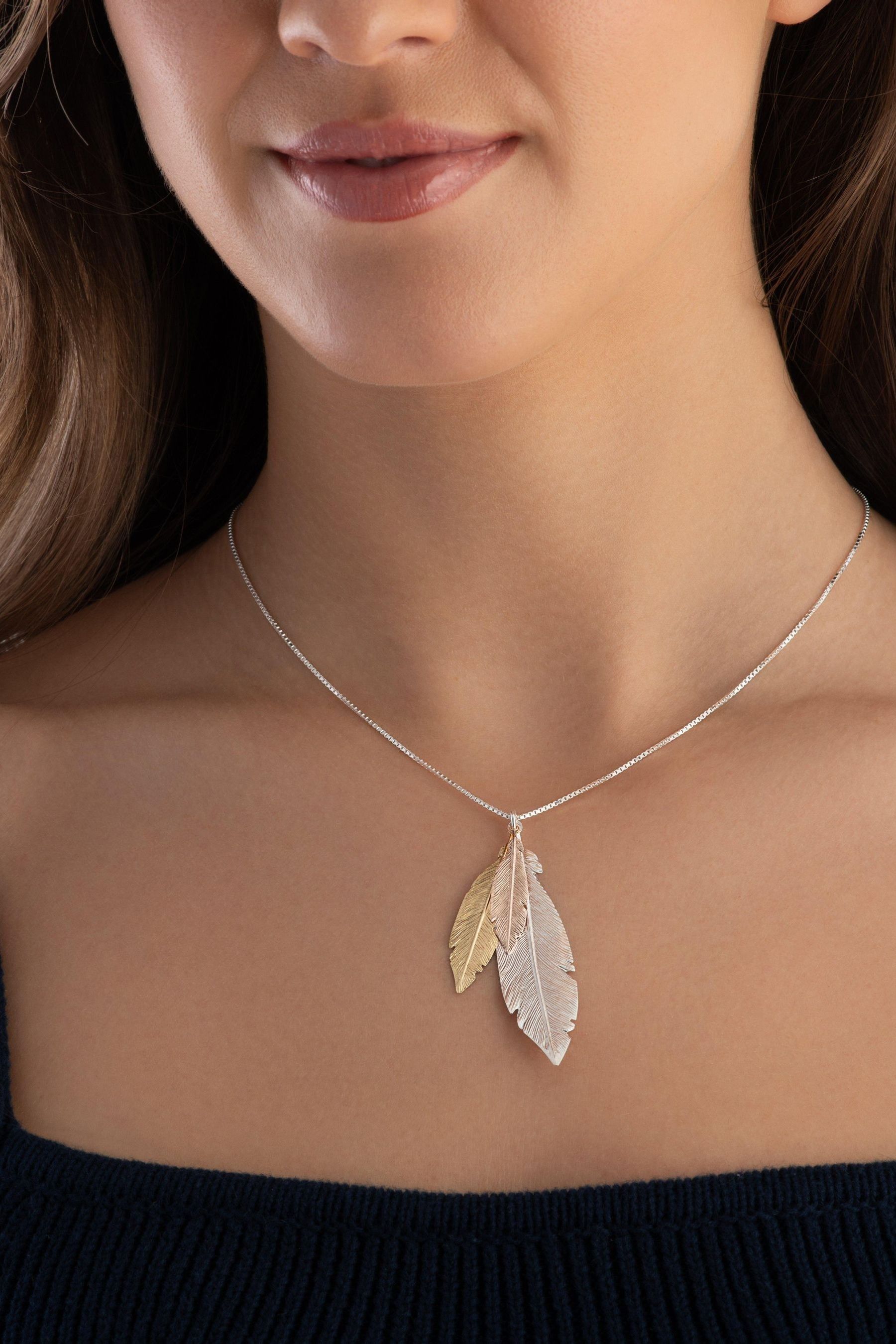 Buy Beaverbrooks Three Colour Silver And Gold Plated Feather