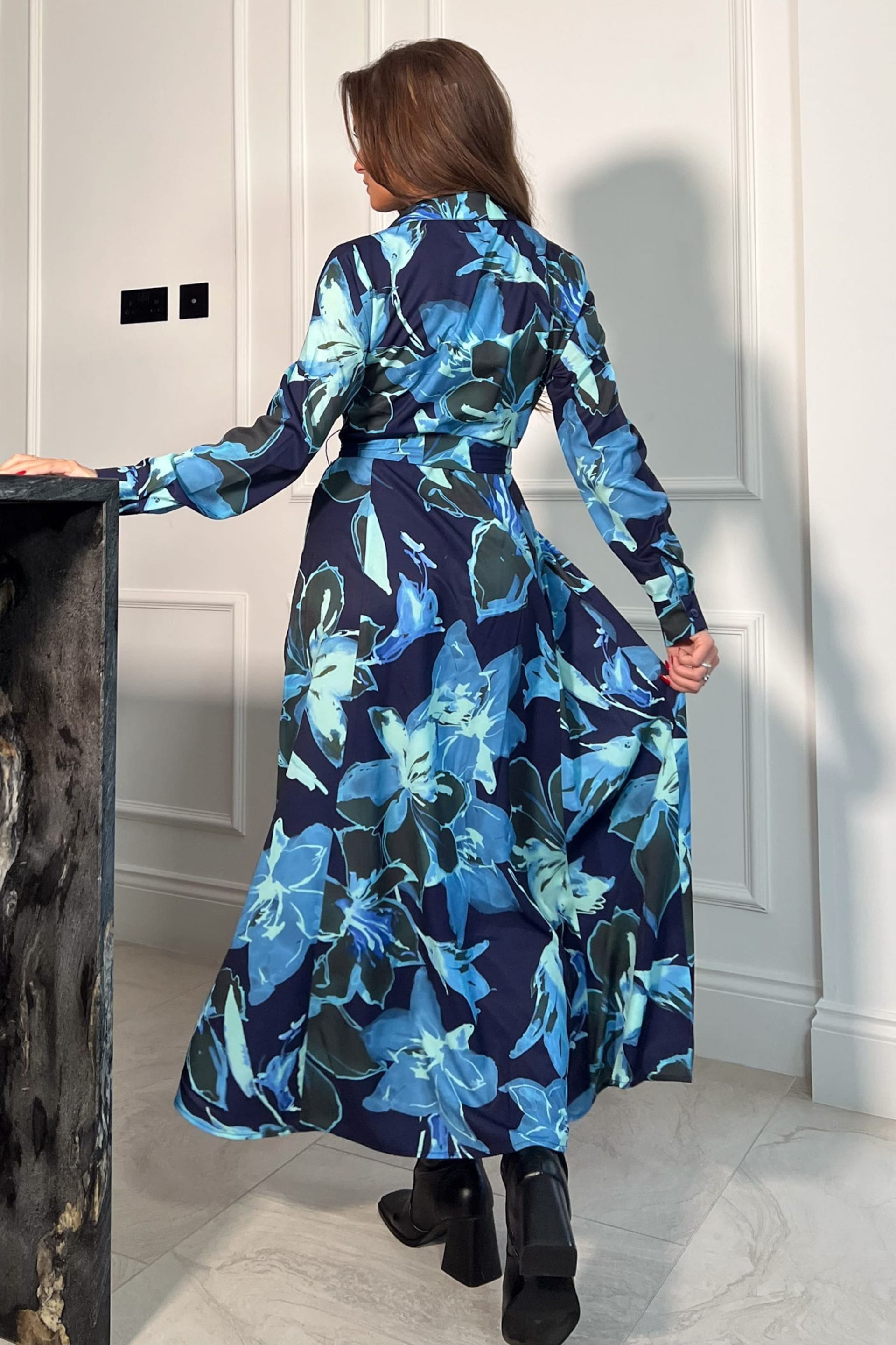 Girl In Mind Blue Brielle Shirt Maxi Dress - Image 3 of 4