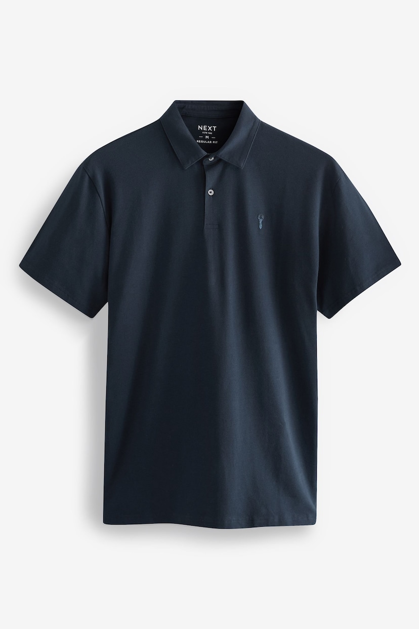 Navy/White/Burgundy/Black/Grey Regular Fit Regular Fit Short Sleeve Jersey Polo Shirts 5 Pack - Image 8 of 10