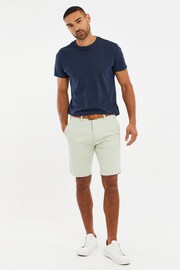Threadbare Green Cotton Stretch Turn-Up Chino Shorts with Woven Belt - Image 3 of 4