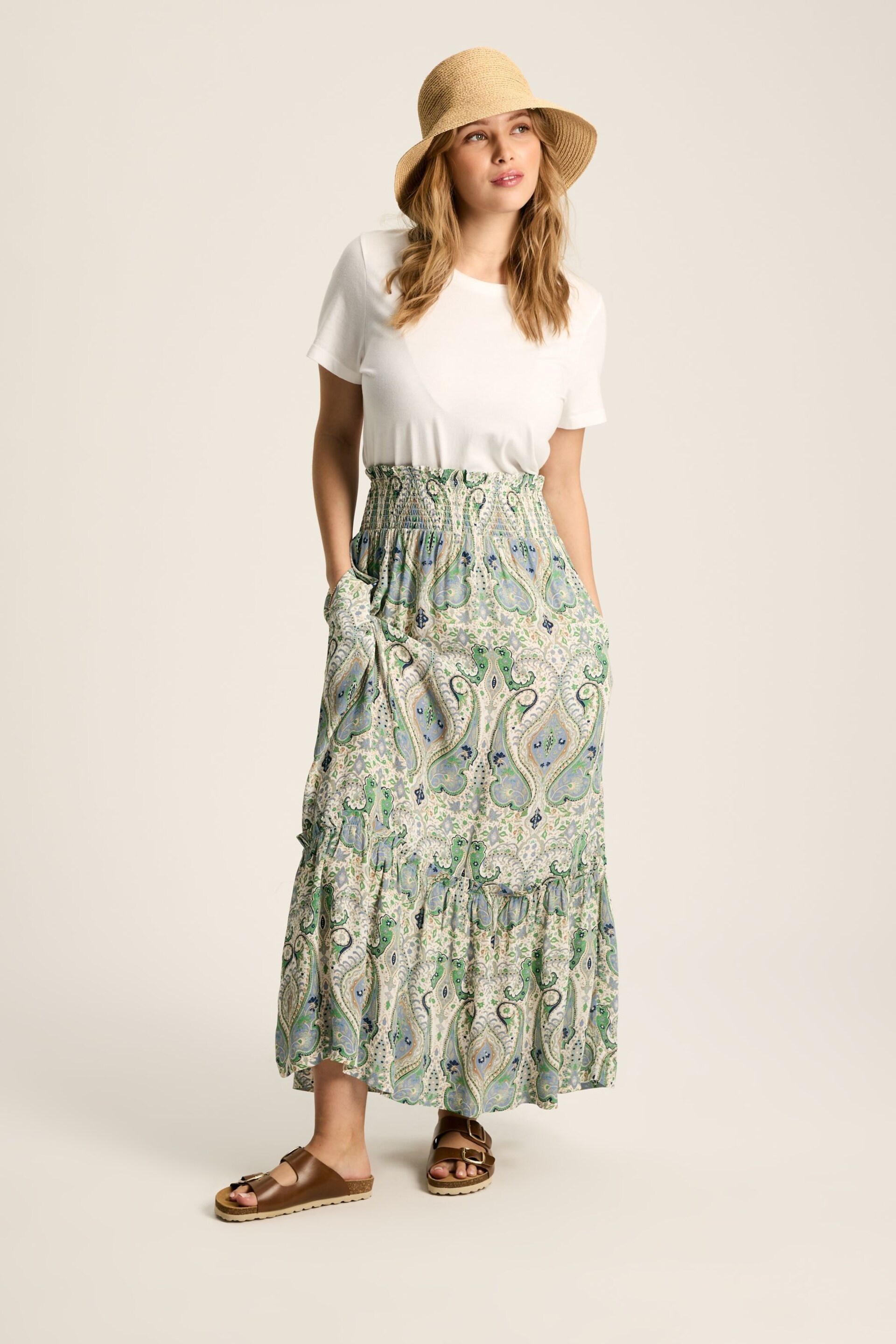 Joules Verity Blue & Green Tiered Skirt - Image 4 of 7