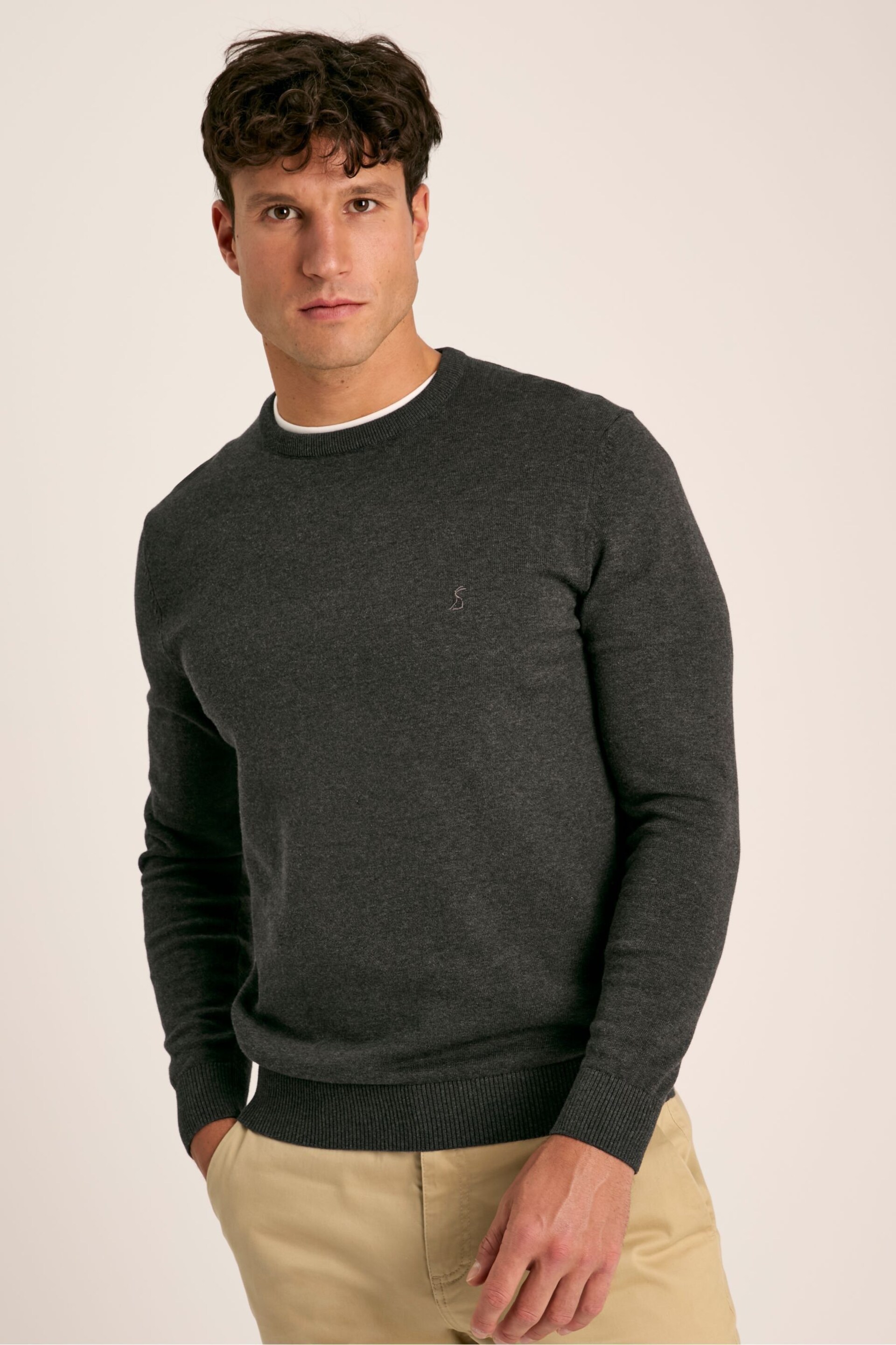 Joules Jarvis Grey Crew Neck Knitted Jumper - Image 1 of 7