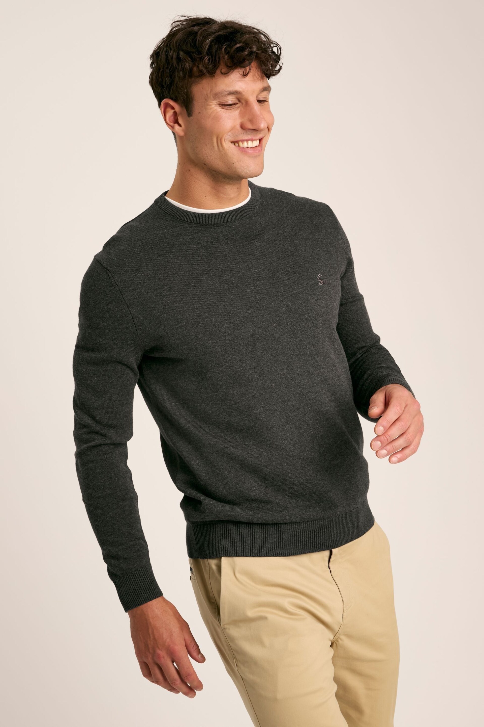 Joules Jarvis Grey Crew Neck Knitted Jumper - Image 3 of 7