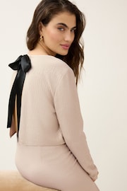 Cream Mesh Sequin Bow Back Top - Image 1 of 7