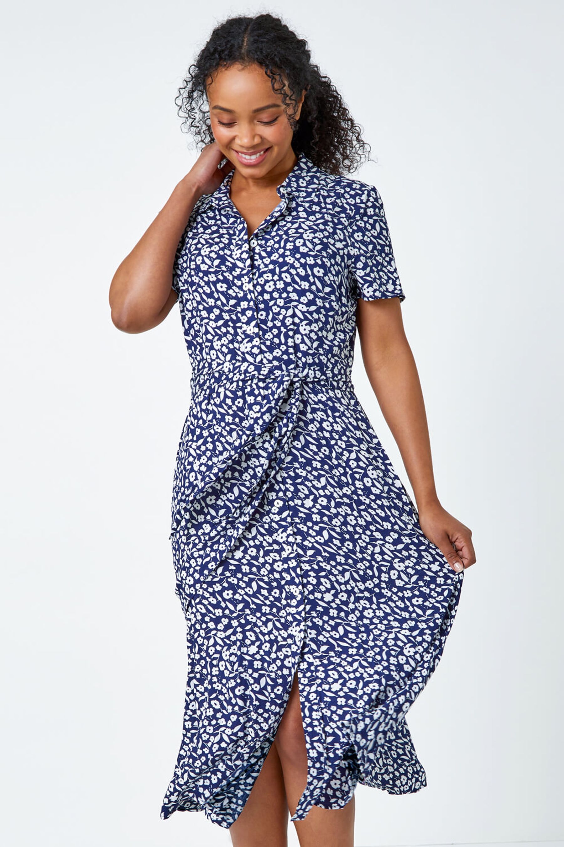Buy Roman Blue Ditsy Floral Shirt Dress from the Next UK online shop