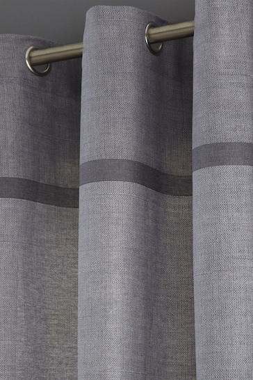 Catherine Lansfield Grey Melville Woven Texture Eyelet Curtains