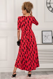 Jolie Moi Red Quanna Stroke Print Jersey Maxi Dress - Image 2 of 5
