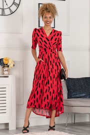 Jolie Moi Red Quanna Stroke Print Jersey Maxi Dress - Image 3 of 5