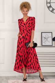 Jolie Moi Red Quanna Stroke Print Jersey Maxi Dress - Image 4 of 5