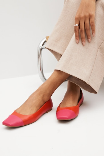Orange Forever Comfort® Leather Toe Cap Ballerinas Shoes