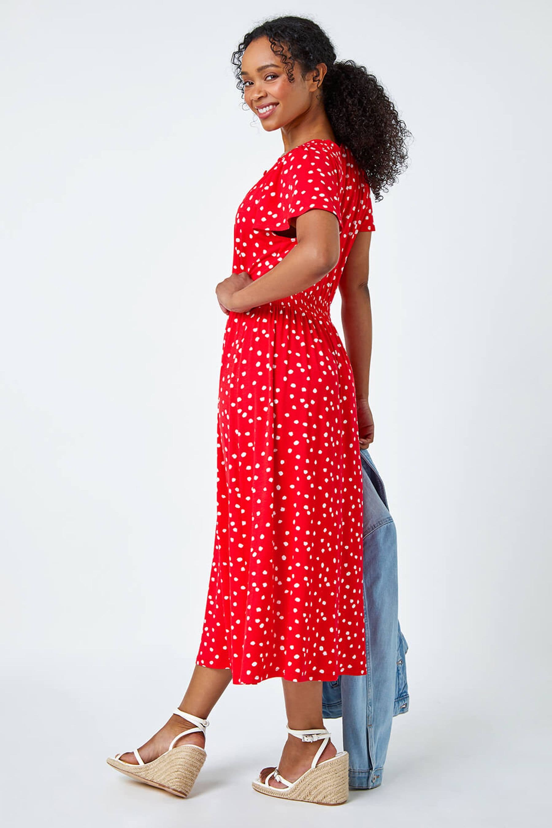 Red polka dress sale