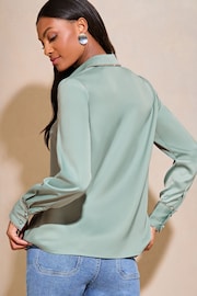 Lipsy Green Collared Button Through Diamante Shirt - Image 2 of 4