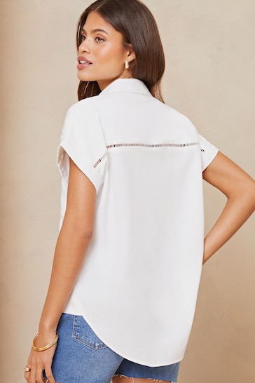 Lipsy White Utility Pocket Shirt With A Touch Of Linen