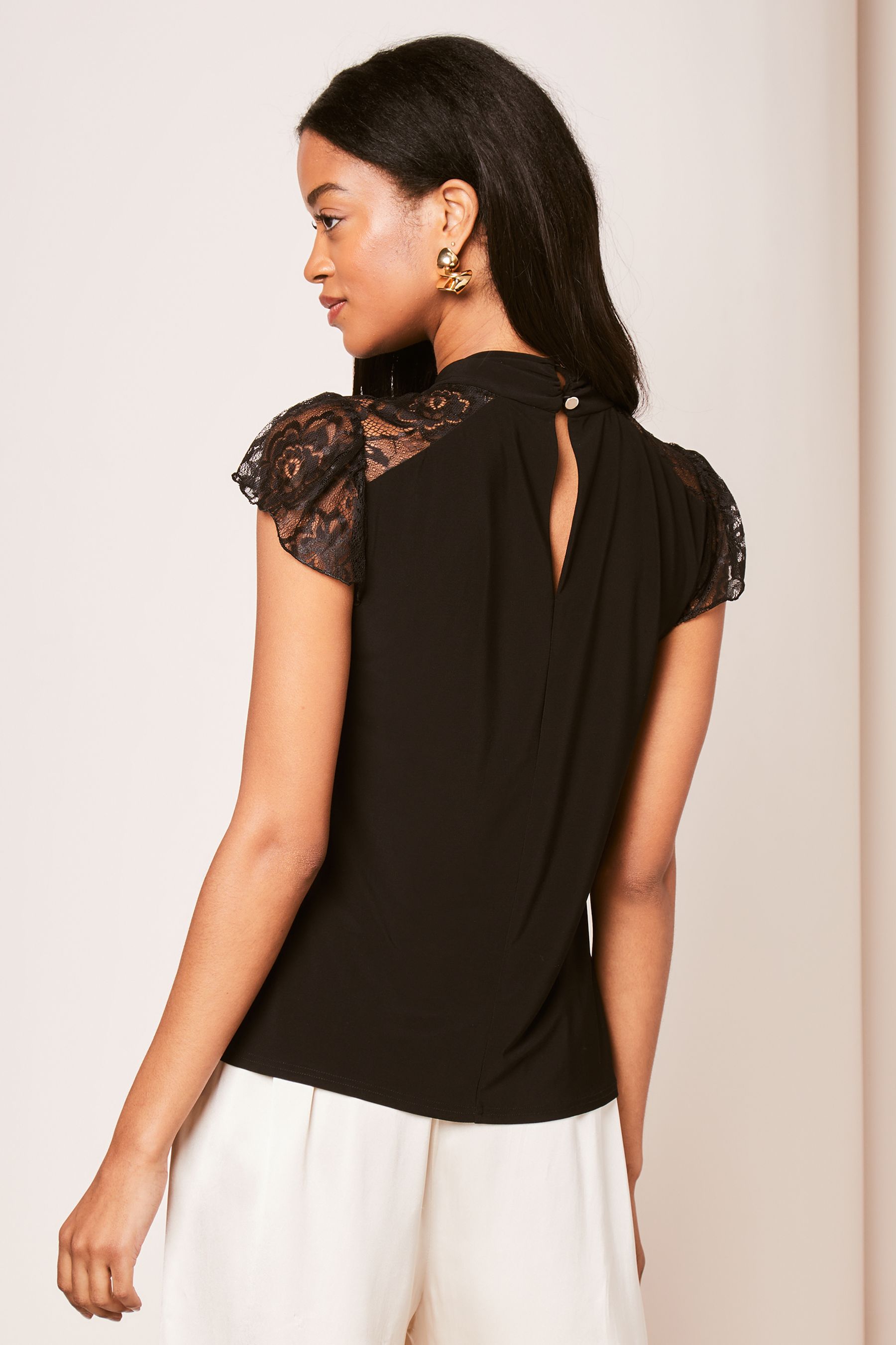 Lipsy black lace tops shop