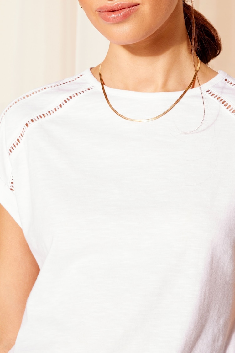 Friends Like These White Short Sleeve Ladder Trim Bubble Hem T-Shirt - Image 2 of 4