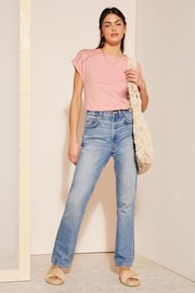 Friends Like These Pastel Pink Short Sleeve Ladder Trim Bubble Hem T-Shirt - Image 3 of 4
