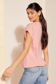 Friends Like These Pastel Pink Short Sleeve Ladder Trim Bubble Hem T-Shirt - Image 4 of 4