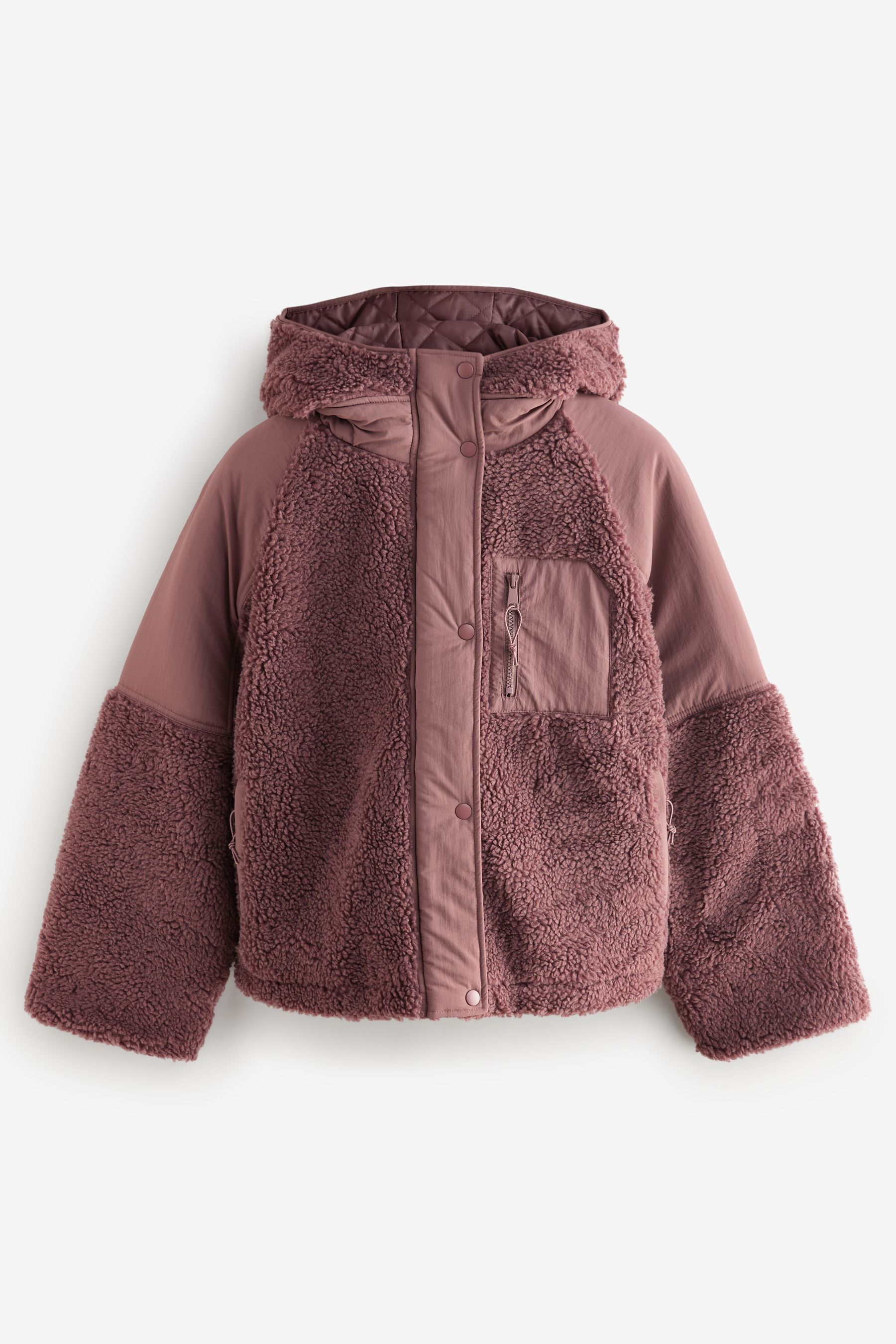 Buy Rose Pink Teddy Borg Jacket from the Next UK online shop