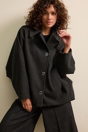 Charcoal Grey Asymetric Button Cape Coat - Image 2 of 7