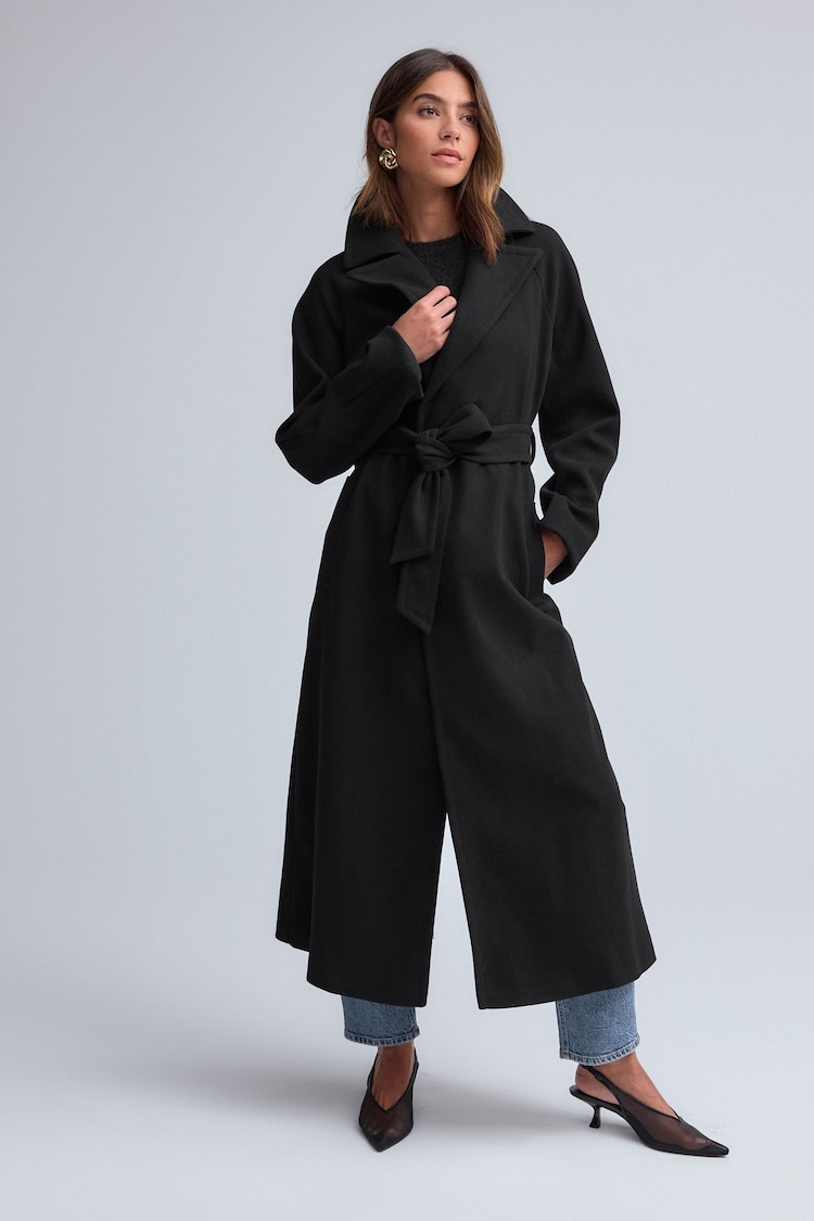 Black Long Belted Coat - Image 2 of 7